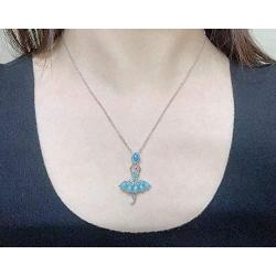 DMOMSA Sapphire Blue Ballet Girl Pendant Necklace Jewelry Gift, Woman Gift Suitable for Birthday Party Anniversary Valentines Day