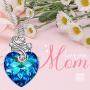 PAULINE&MORGEN ✦ Stay for Love ✦ Valentines Day Necklace Gifts for Her Love Heart Shaped Necklace for Women Girls with Bermuda Blue Crystal from Swarovski Heart of Ocean Jewelry