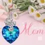 PAULINE&MORGEN ✦ Stay for Love ✦ Valentines Day Necklace Gifts for Her Love Heart Shaped Necklace for Women Girls with Bermuda Blue Crystal from Swarovski Heart of Ocean Jewelry