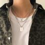 Good Luck Mens Stainless Steel Chain Necklace Silver Color Pendant Layered Necklace for Women with Lucky Number 7