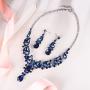 EVER FAITH Crystal Gorgeous Wedding Wave Teardrop Necklace Earrings Set for Bride, Women