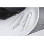 Tiny Cube Long Tassel Threader Chain Drop Dangle Earrings for Women Teen Girls Dainty Elegant White Gold Plated Hypoallergenic Sensitive Ears Hanging Crawler Jewelry Gifts for Girlfriend