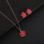 Rose Flower Necklace Earrings Set for Women 18K Gold Plated Hypoallergenic Jewelry Sets