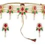 Efulgenz Indian Bollywood 14 K Gold Plated Cubic Zirconia Faux Ruby Pearl Choker Necklace Earring Bridal Jewelry Set