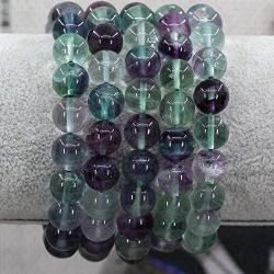 AA Grade Multicolor Fluorite Natural Gemstone 10mm Round Beads Stretch Bracelet 7 Inch