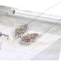 Isaloe Butterfly Necklace Hollow Rainbow Crystal Butterfly Pendant Necklace Cute Insect Jewelry for Women Girls Charms Gifts