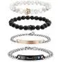 FIBO STEEL 4 Pcs Couples Bracelet for Men Women His & Her Stainless Steel Chain Crown Queen 8mm Beads Bracelets ?- (C:4 pcs a Set) FIBO STEEL 4 Pcs Couples Bracelet for Men Women His & Her Stainless Steel Chain Crown Queen 8mm Beads Bracelets ?- (C:4 pcs a Set)