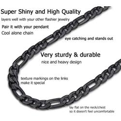 PROSTEEL 316L Stainless Steel Figaro Chain Necklace for Men/Women, Black/18K Real Gold Plated, 4mm to 13mm, 14inch to 30inch, Come Gift Box