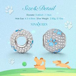 NINAQUEEN Puppy Paw Animal Style Charms 925 Sterling Silver Women Cute Dog Beads Footprints Charms Suitable for Women Bracelet Necklace Pendant, Gifts for Animal Lovers NINAQUEEN