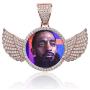 GUCY Personalized Custom Picture/Photo Pendant Necklace Women Men Iced Out Round Wings Heart Necklace Tennis Chain