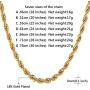 U7 Rope/Wheat Chain Necklace, 18k Real Gold Plated Strong Link with Lobster Claw Clasp, Color Silver/Black/Gold, Width 1.5/3/6/9MM,Length 18-30 Inch Replacement Chains for Pendant,Gift Packed