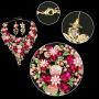 EVER FAITH Crystal Rhinestone White Simulated Pearl Gorgeous Spring Flower Leaf Plant Jewelry Set