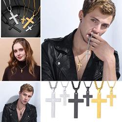 U7 Men Boys Simple Cross Necklace with Chain 22'' Stainless / 18K Gold/Ion-Plating Blue Pendant, Customizable Jewelry