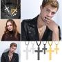 U7 Men Boys Simple Cross Necklace with Chain 22'' Stainless / 18K Gold/Ion-Plating Blue Pendant, Customizable Jewelry