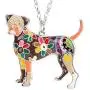 DOWAY Boxer Dog Necklace Pendant for Women Girls,Pet Chain Jewelry Gift with Floral Enamel