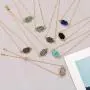 Women Girls Link Bracelet Silver Gold Plated in Faux Druzy Stone Sparkly Hexagon Quartz Adjustable Bracelet