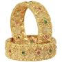 SANARA Indian Traditional Gold Plated Women Wedding Ruby Green Bollywood Bridal Polki Bangle Bracelet Set Ethnic Jewelry