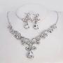 Uloveido Alloy Crystal Wedding Jewelry Sets for Brides Rhinestone Necklace and Drop Earrings Platinum Plated Y644