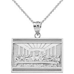 Sterling Silver The Last Supper of Jesus with His Disciples Pendant Necklace