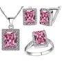 Uloveido Womens Fashion Created Mystic Topaz Big Emerald Cut Pendant Necklace Clip on Stud Earrings Solitaire Ring Set Rainbow Crystal Wedding Jewelry Set Gift T483 Uloveido Womens Fashion Created Mystic Topaz Big Emerald Cut Pendant Necklace Clip on Stud Earrings Solitaire Ring Set Rainbow Crystal Wedding Jewelry Set Gift T483