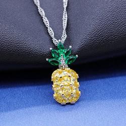 Uloveido Handcrafted Charm Pineapple Jewelry Set Fruit CZ Stone Necklace and Earrings PT001