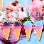 DAMLENG 2 Pairs Unique Cute 3D Soft Clay Ice Cream Dangle Drop Earrings Set for Women Girls Statement Handmade Kawaii Food Cone Candy Earrings Jewelry