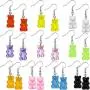 10 Pairs Gummy Candy Bear Earrings Resin Bear Drop Colorful Cartoon Dangle Drop for Women 10 Pairs Gummy Candy Bear Earrings Resin Bear Drop Colorful Cartoon Dangle Drop for Women
