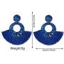 ZRosse 2 Pairs Handmade Bohemian Fan Shape Tassel Sparkly PU Drop Dangle Earrings Sets Statement Hoop Fringe Lightweight Earrings Jewelry for Women Girls