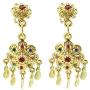 Siwalai Thai Traditional Gold Plated Multicolor Crystals Necklace Earrings Bracelet Jewelry Set 18 Inches
