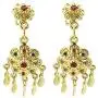 Siwalai Thai Traditional Gold Plated Multicolor Crystals Necklace Earrings Bracelet Jewelry Set 18 Inches
