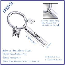 BEKECH She Believed She Could So She Did Semicolon Butterfly Keychain Mental Health Suicide Prevention Awareness Depression Awareness Inspirational Semi Colon Jewelry Gift