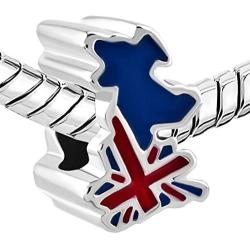 CharmSStory Jack Patriotic Proud to Be British Flag Country of UK Map Charm Beads for Bracelets