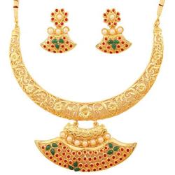 Touchstone Indian Bollywood Handcrafted Traditional Royal Mughal Kundan Polki Meenakari Enamel Colorful Wedding Designer Jewelry Long Necklace Set in Gold and Silver Tone for Women.