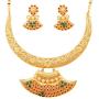 Touchstone Indian Bollywood Handcrafted Traditional Royal Mughal Kundan Polki Meenakari Enamel Colorful Wedding Designer Jewelry Long Necklace Set in Gold and Silver Tone for Women.