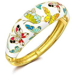QIANSE Mothers Day Bracelets Gifts Spring of Versailles Plated Handcrafted Bangles with Enamel Craft Spring of Versaille Series, Christmas Birthday Gifts for Her