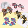 YZstyle 6 Pairs Wooden Earrings African Map Jewelry Ethnic Style Geometric Personalized Earrings Colorful Painted Lightweight Dangle Drop Earrings Natural Wooden Bohemian Statement Earrings
