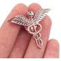 3 Color Crystal Medical Caduceus Brooch Pins Badge Brooches Lapel Pin Medicine Symbol Jewelry Gifts for Nurse Doctor