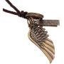Injoy Jewelry Leather Pendant Necklace Vintage Angel Wing Cross Pendant Leather Cord Necklace Adjustable