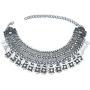 Bling Jewelry Native American Style Coachella Festival Dangling Coins Wide Choker Necklace for Teen for Women Oxidized Silver Plated