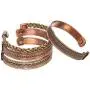 Touchstone Indian Three Metal Copper Brass Peace Healing Chakra Yoga Meditation Mantra Jewelry Bracelet for Women and Men.