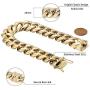 GOLD IDEA JEWELRY Hip Hop 14K Cuban Link Chain 5 Times Real Gold Plated Heavy Solid 8mm-18mm Miami Cuban Link Chain Stainless Steel Necklace/Bracelet for Men