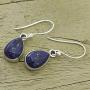 NOVICA Lapis Lazuli .925 Sterling Silver Teardrop Dangle Hook Earrings Be True