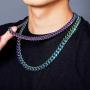 TOPGRILLZ 10,14mm Polished Stainless Steel Solid Rainbow Laser Cuban Link Chain Necklace for Men Women Hip Hop Jewelry