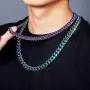 TOPGRILLZ 10,14mm Polished Stainless Steel Solid Rainbow Laser Cuban Link Chain Necklace for Men Women Hip Hop Jewelry TOPGRILLZ 10,14mm Polished Stainless Steel Solid Rainbow Laser Cuban Link Chain Necklace for Men Women Hip Hop Jewelry