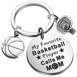 FAADBUK Basketball Mom Dad Keychain My Favorite Basketball Player Calls Me Mom Dad Jewelry Appreciation Gift for Basketball Mom Dad