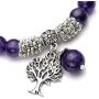 Jovivi 8MM Purple Amethyst Natural Gemstone Tree of Life Lucky Charm Stretch Bracelet