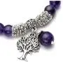 Jovivi 8MM Purple Amethyst Natural Gemstone Tree of Life Lucky Charm Stretch Bracelet