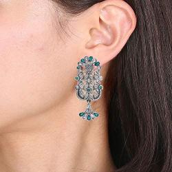 Aheli Ethnic Vintage Bohemian Style Indian Oxidized Finish Dangle Earrings Bollywood Wedding Traditional Jewelry for Women Girls