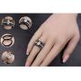 MABELLA Black Wedding Engagement Ring Set Stainless Steel Marquise Cubic Zirconia Gifts for Women