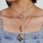 Twinklede Boho Layered Necklace Gold Elephant Pendant Necklaces Chain Nefertiti African Map Necklace Jewelry for Women and Girls (Gold 1)